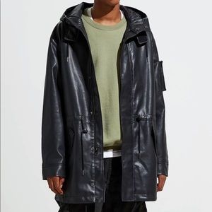 UO Faux Leather Fishtail Parka Jacket